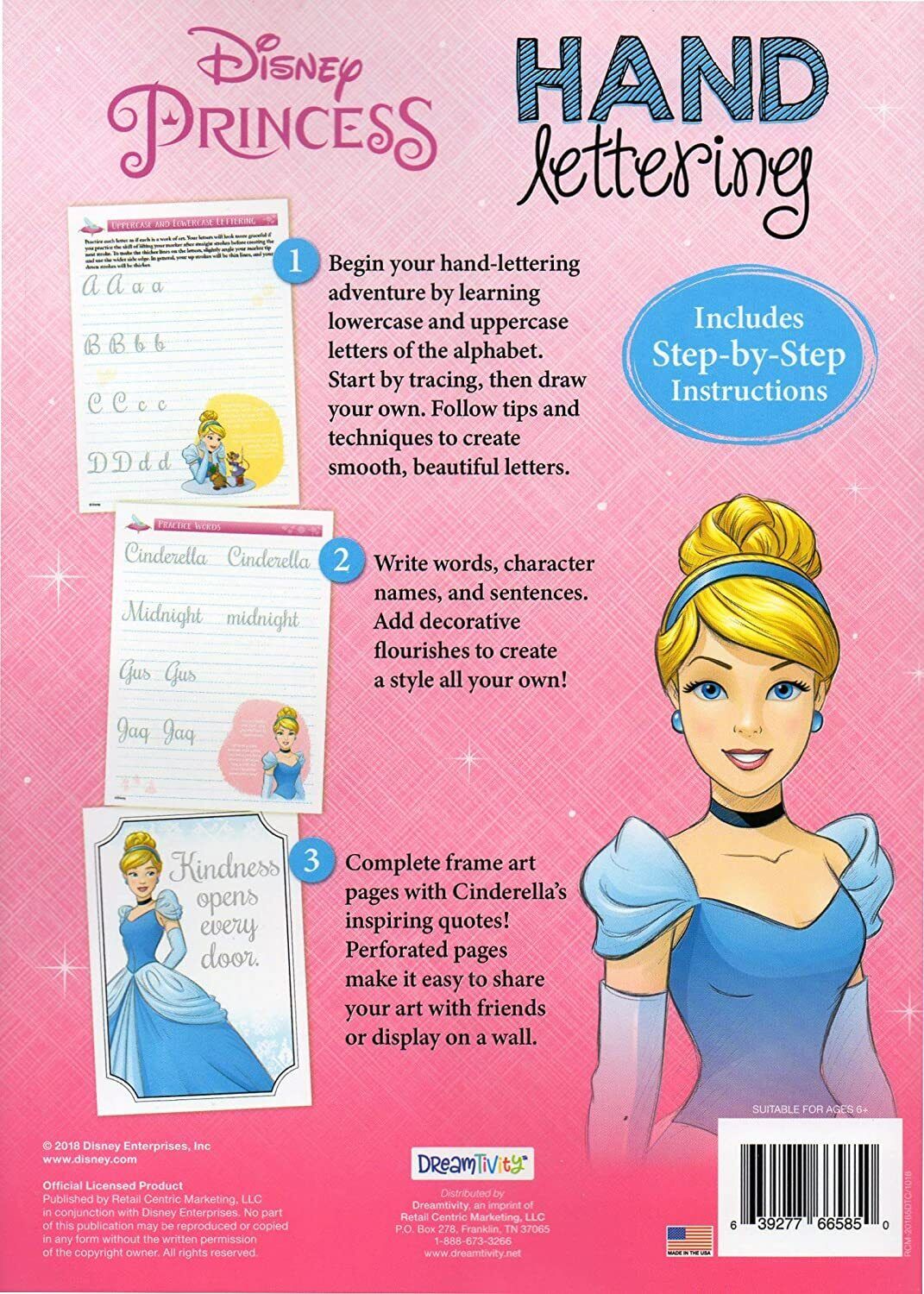 Disney Princess Cinderella - Hand Lettering - Coloring & Activity Book