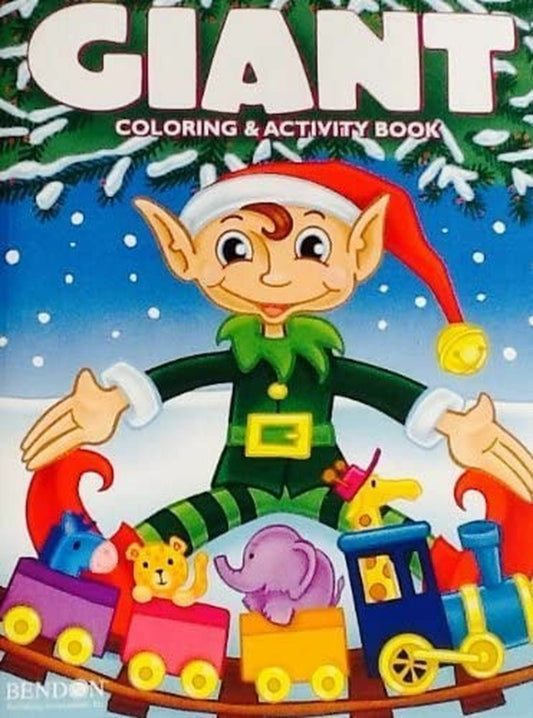 Giant Holiday Christmas Coloring & Activity Book: Elf & Train on Cover 160 Pages