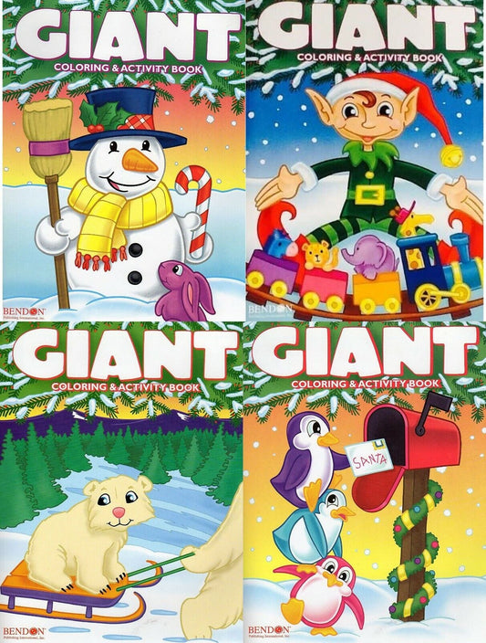 Giant Holiday Christmas Coloring & Activity Book - (Set of 4)