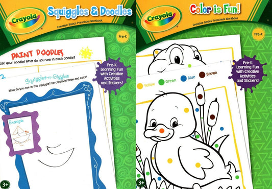 Crayola Educational Workbooks - Colors is Fun + Squiggles & Doodles Book