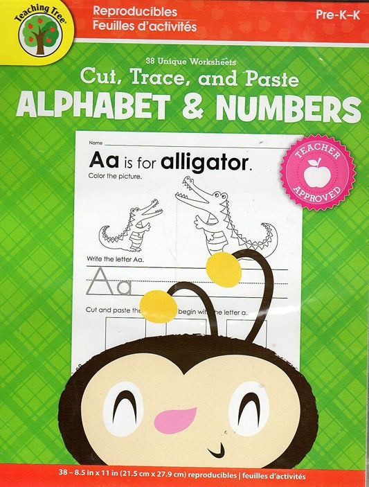 Cut, Trace, and Paste - Alphabet & Numbers - Reproducible Educational Workbook