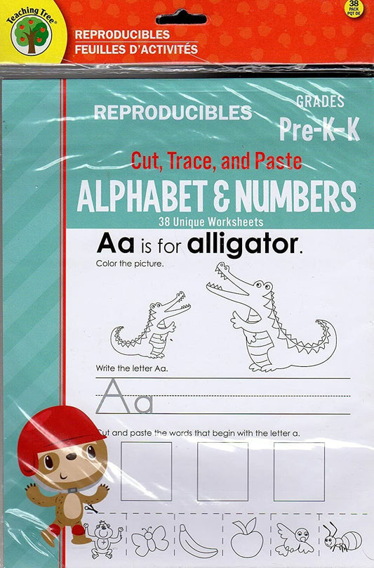 Cut, Trace, and Paste Alphabet & Numbers - Reproducible Educational Workbook