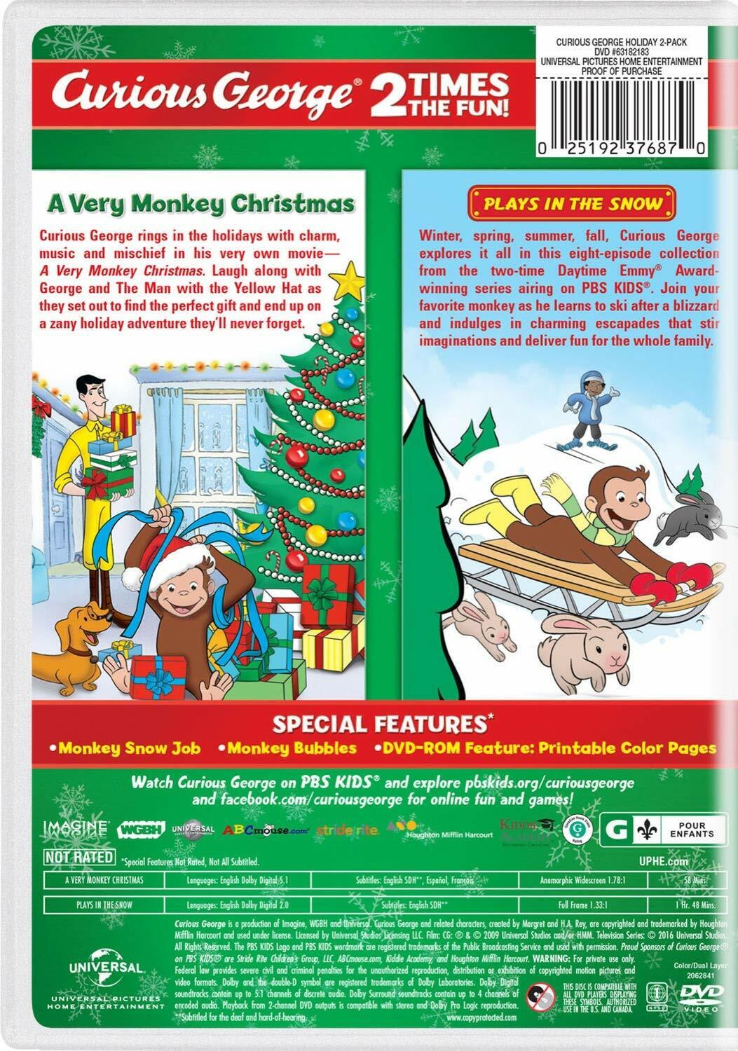 Curious George: Holiday 2-Pack (A Very Monkey Christmas / Plays in the Snow) DVD