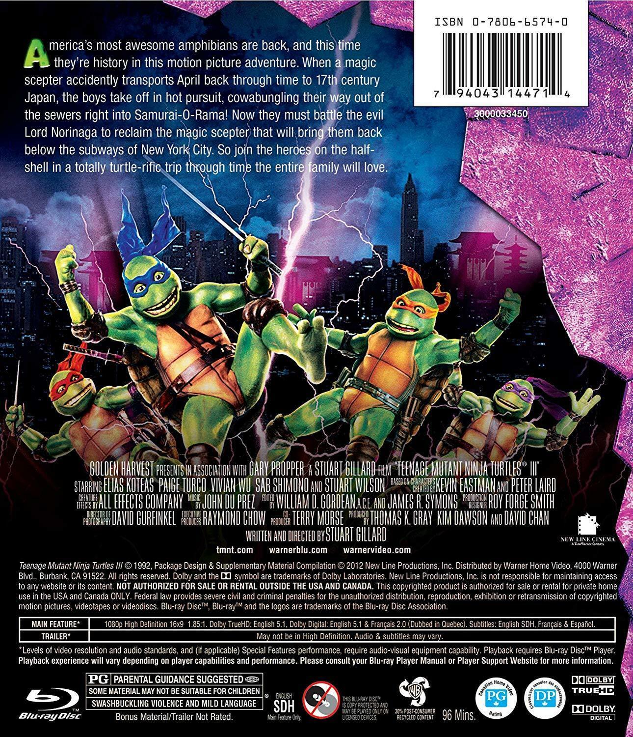Teenage Mutant Ninja Turtles III: Turtles in Time [Blu-ray] (DVD)