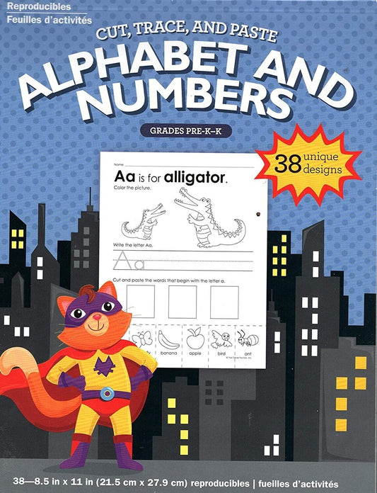 Cut, Trace, and Paste Alphabet & Numbers - Reproducible Educational Workbook