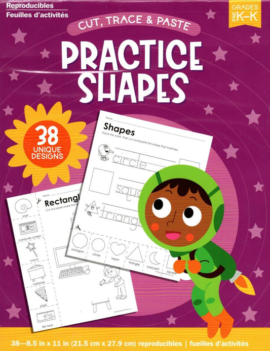 Cut, Trace, and Paste Practice Shapes - Reproducible Educational Workbook