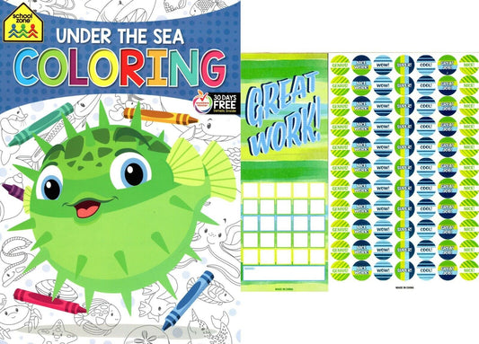 Under the Sea - Coloring Book + Award Stickers and Charts