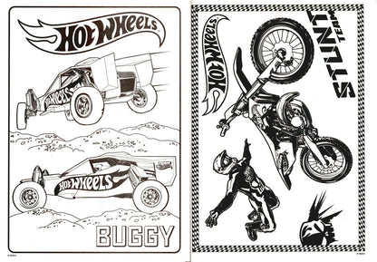 Hot Wheels - Big Fun Book to Color - So Fast, Go for It! (Set of 2 Books)