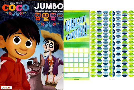 Coco - Jumbo Coloring & Activity Book + Award Stickers and Charts
