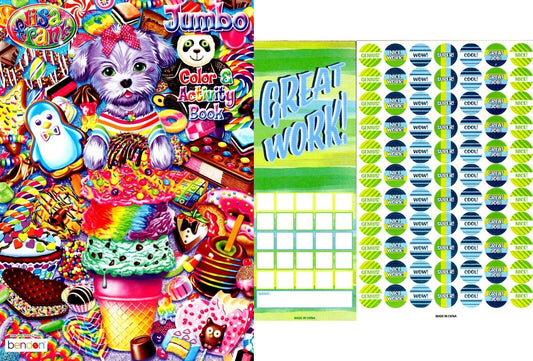 Lisa Frank - Jumbo Coloring & Activity Book + Award Stickers and Charts