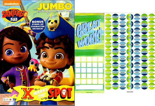 Santiago of the Seas - Jumbo Coloring & Activity Book - X Marks the Spot + Stickers