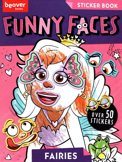 Funny Faces - Coloring Book - Over 50 Stickers - Fairies