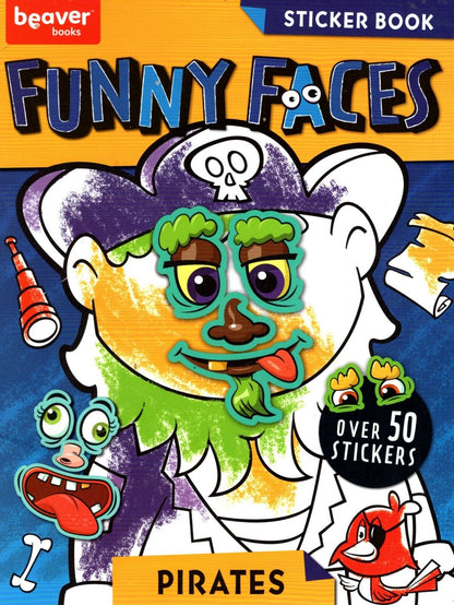 Funny Faces - Coloring Book - Over 50 Stickers - Pirates