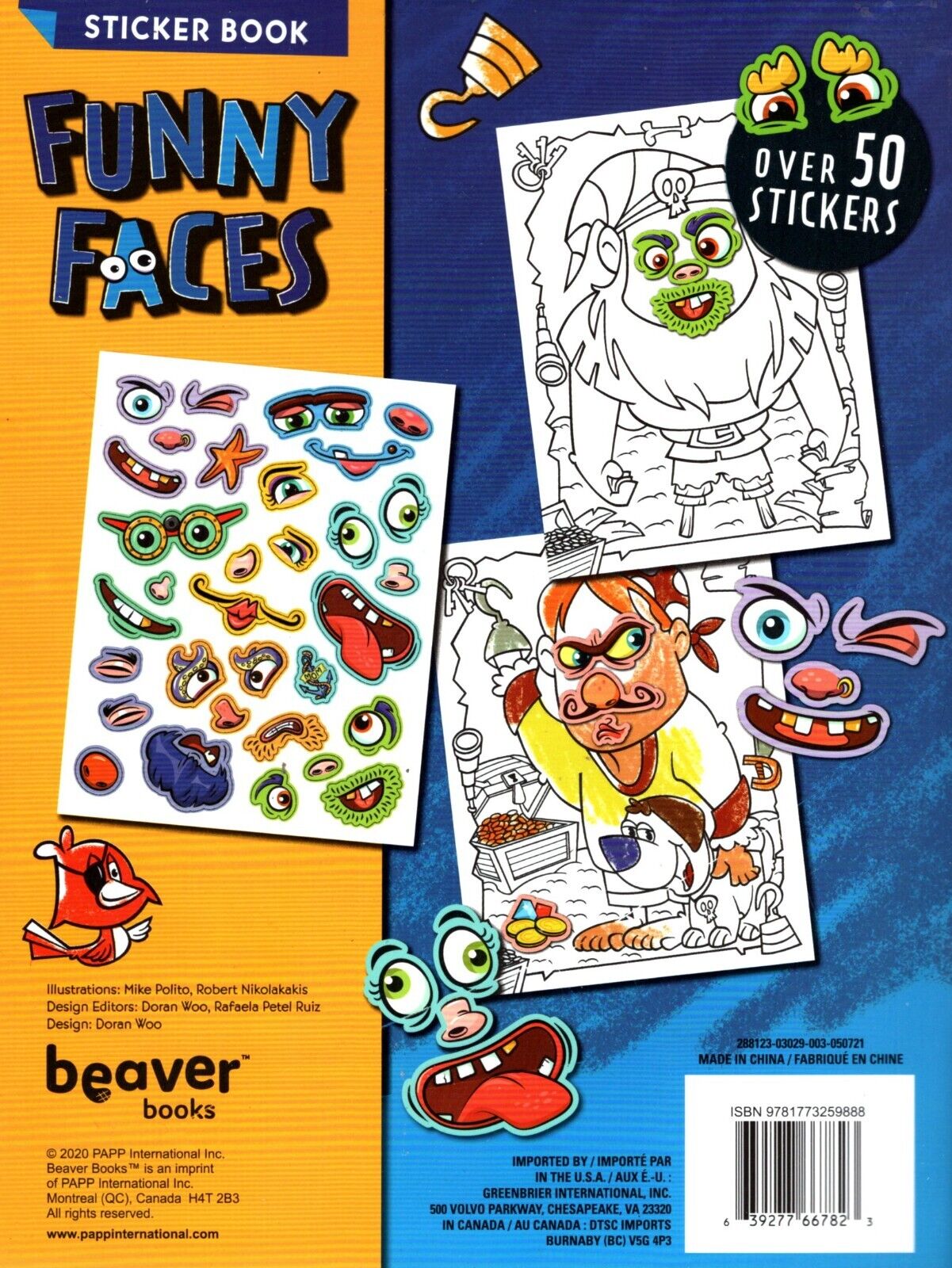 Funny Faces - Coloring Book - Over 50 Stickers - Pirates