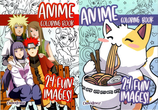 Anime Coloring & Activity Book 24 Images (Set of 2 Books)