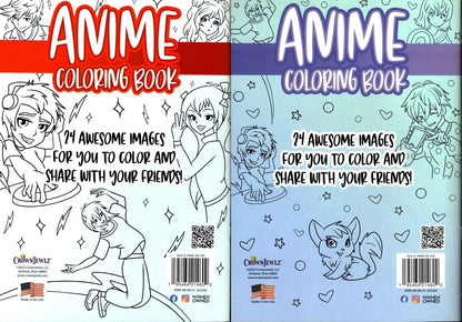 Anime Coloring & Activity Book 24 Images (Set of 2 Books)