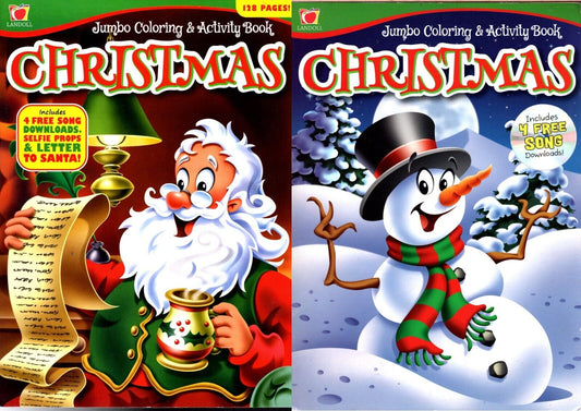 Christmas Holiday - Jumbo Coloring & Activity Book (Set of 2 Books)