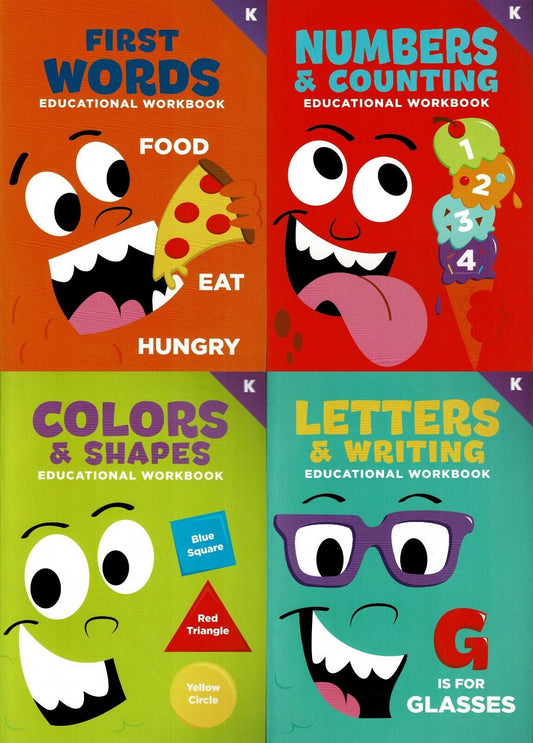Kindergarten Educational Workbooks - Numbers, Colors, Letters, First Words v12