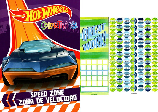 Hot Wheels - Speed Zone - Coloring & Activity Book 80 pages + Award Stickers