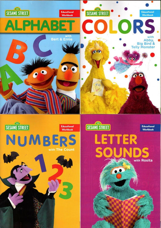 123 Sesame Street Kindergarten Educational Workbooks Set of 4 Book
