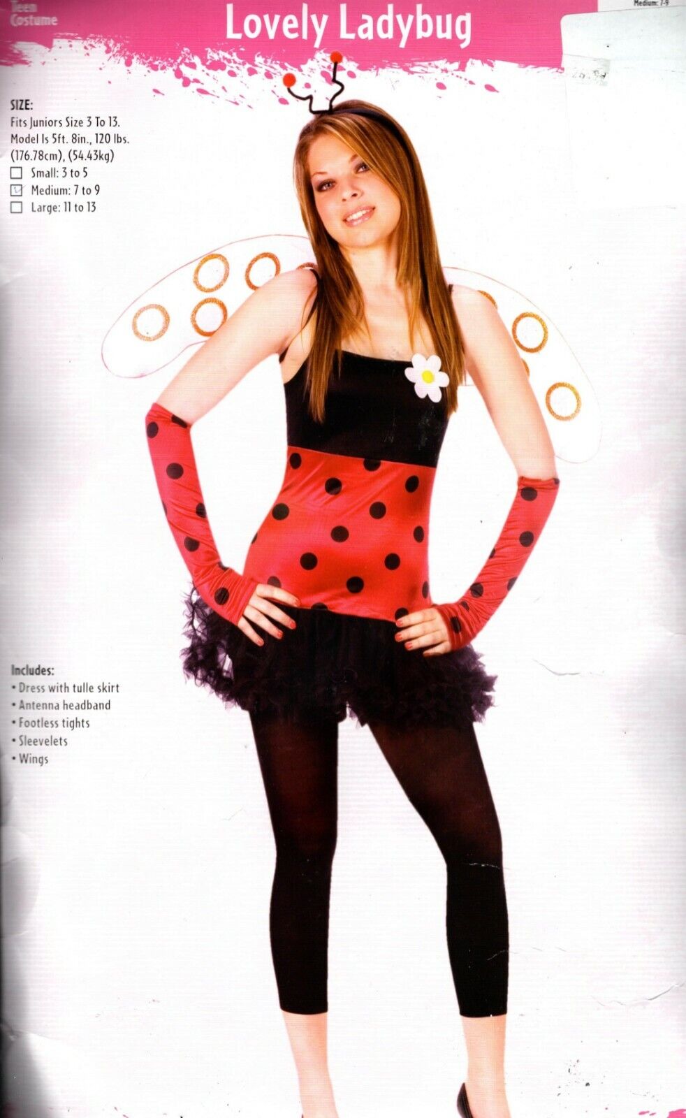 Lovely Ladybug, Women's Junior Medium (Fits Sizes 7-9), 5-Piece Costume