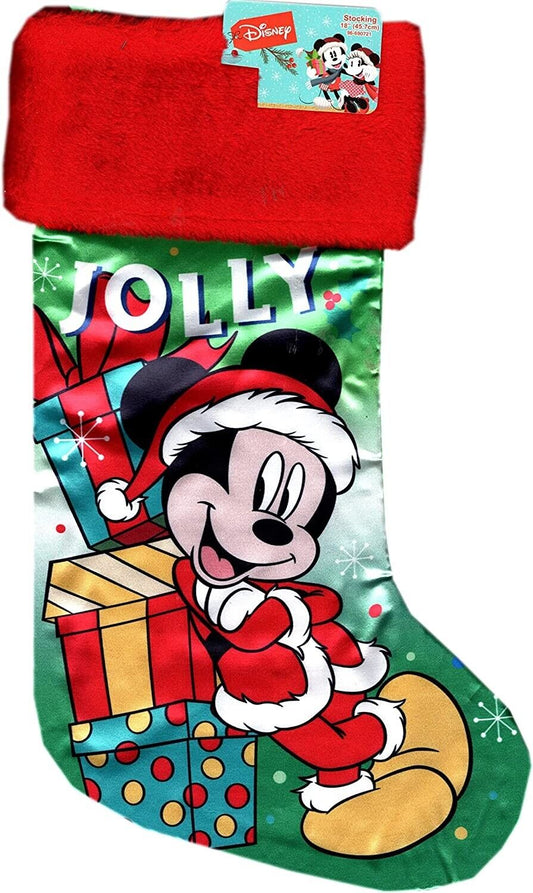 Disney Mickey Mouse 18" Full Printed Satin Christmas Stocking with Plush Cuff