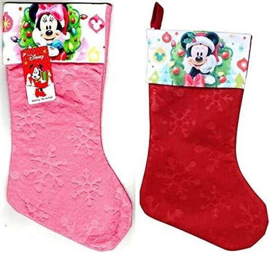 Minnie and Mickey Mouse Kids Felt Holiday Stocking Home Decor (Set of 2)