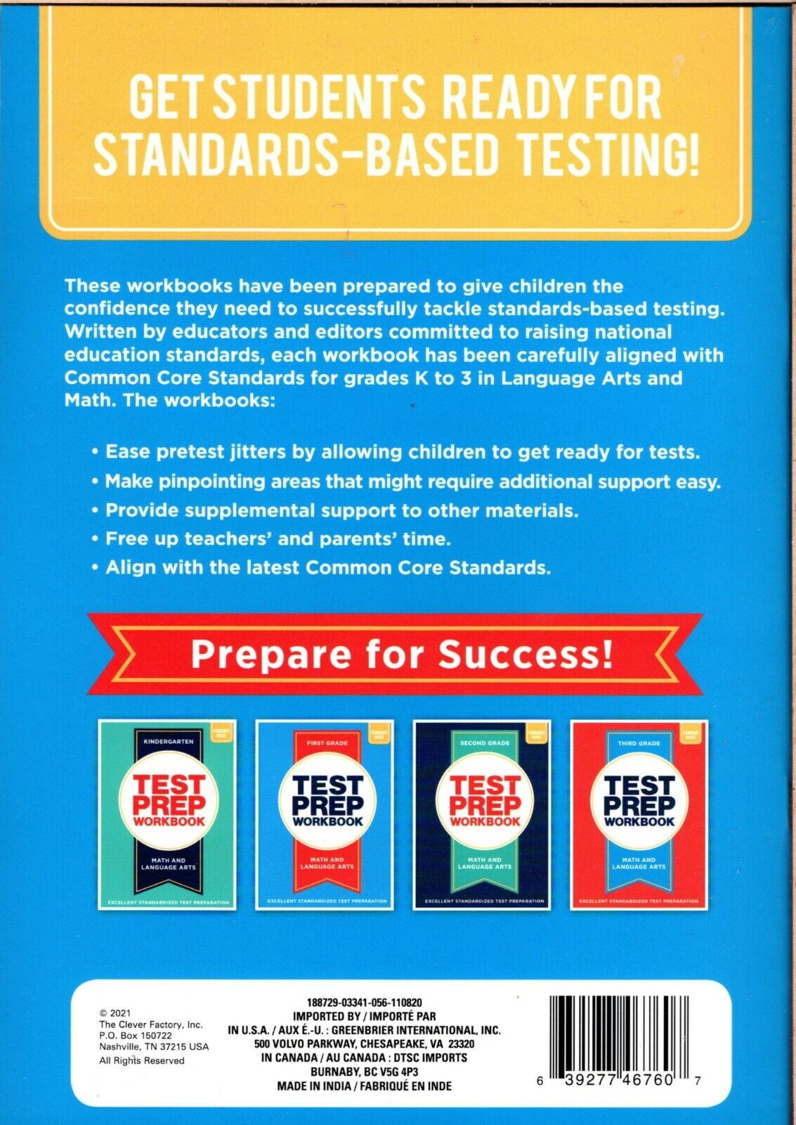 First Grade Math & Language Arts Standards Based Excellent Standardized Test Pre