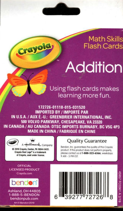 Crayola - Math Skills Flash Cards - Addition 36 Flash Cards