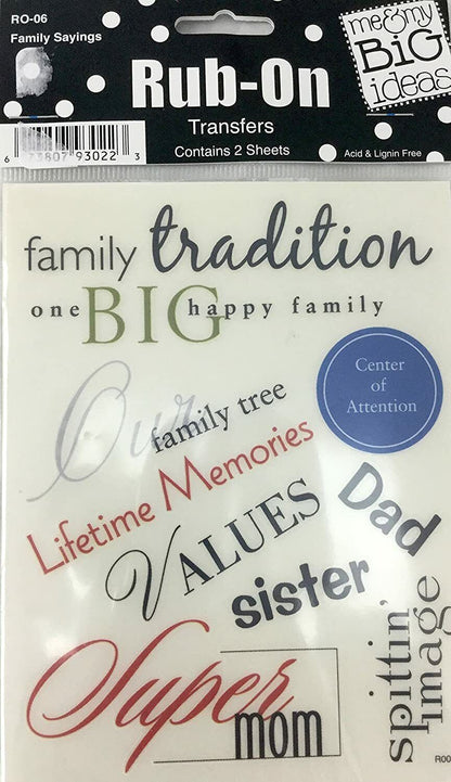 Family Sayings Rub-On Transfers (1 Pack Assorted)