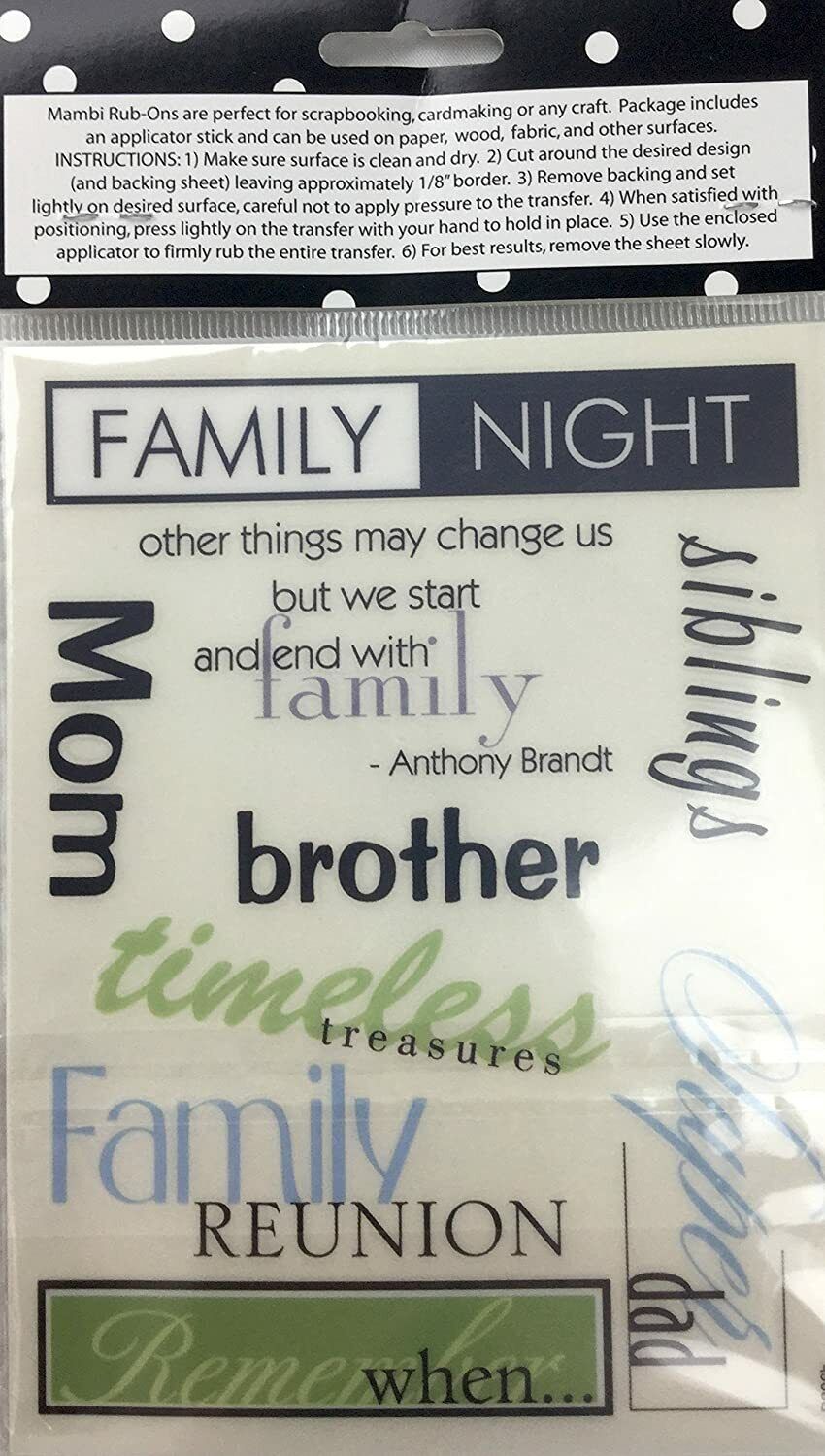 Family Sayings Rub-On Transfers (1 Pack Assorted)