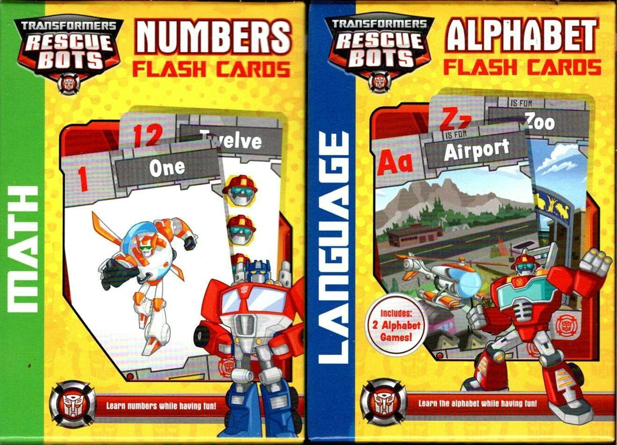 Hasbro Transformers Rescue Bots Flash Cards - Numbers, Alphabet - PreK-K Set