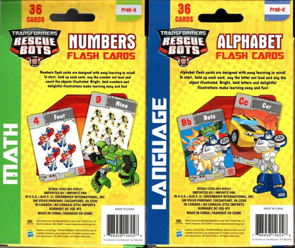Hasbro Transformers Rescue Bots Flash Cards - Numbers, Alphabet - PreK-K Set