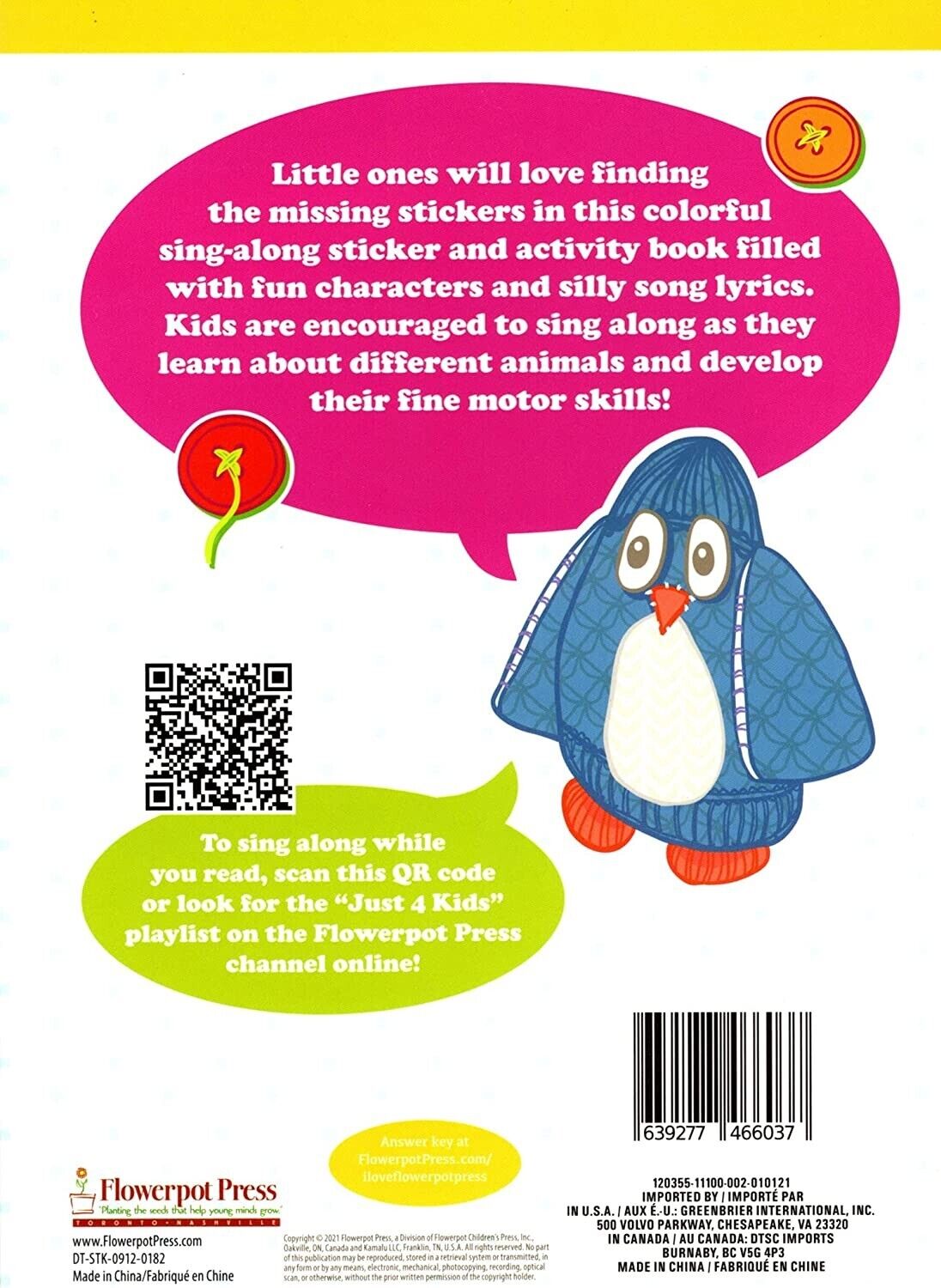 Flowerpot Press Stick-to Learning - Animals - Sticker Book