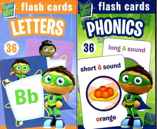 PBS Kids Super Why - Letters & Phonics - 36 Education Flash Cards Set