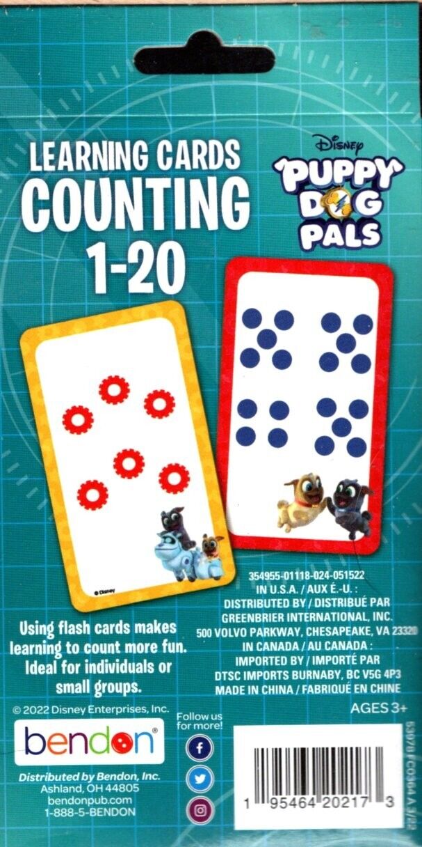 Disney - Puppy Dog Pals - Counting 1-20 - Learning Cards 36 Flash cards