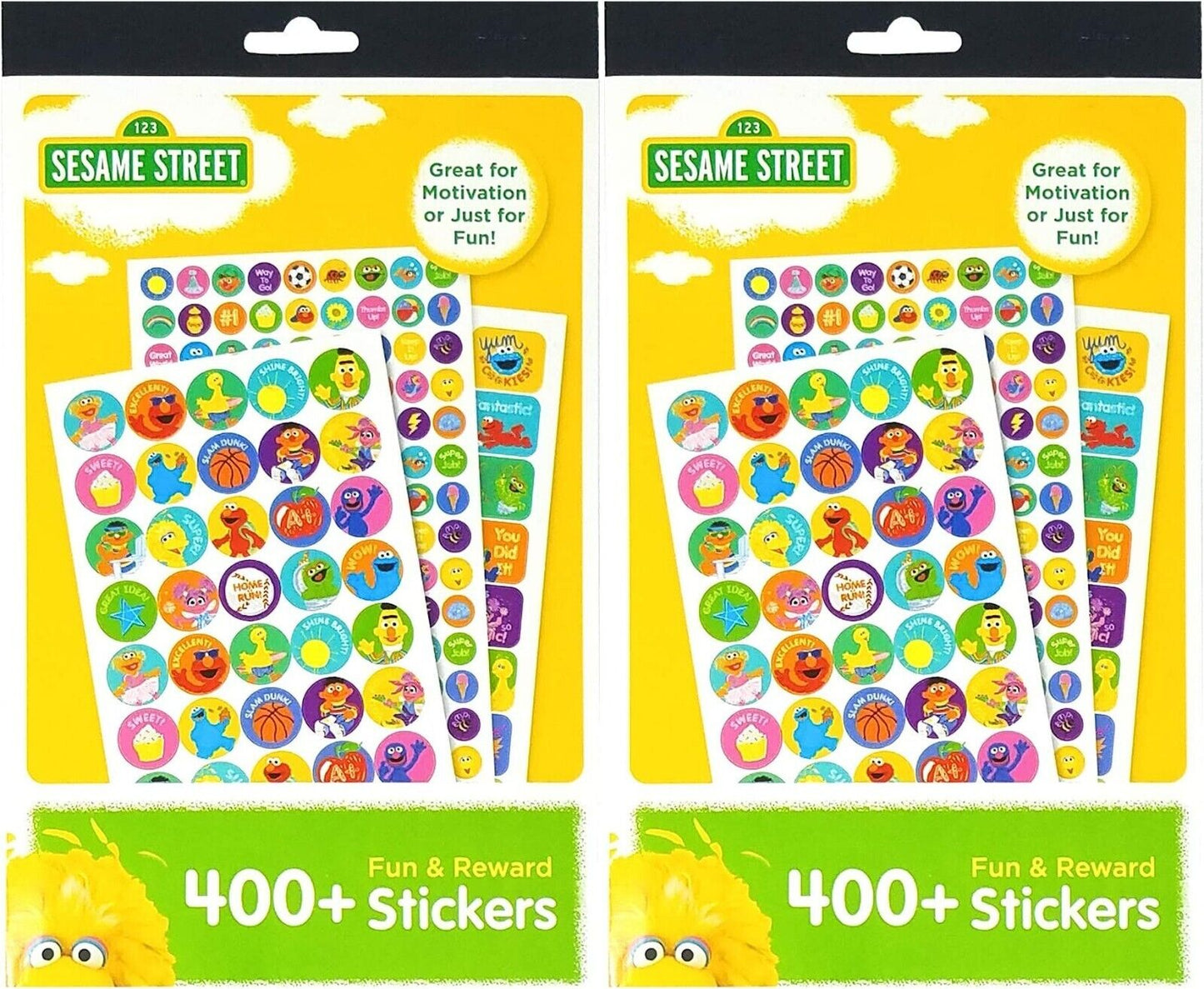 Sesame Street 400+ Fun & Reward Sticker Book | 6 Sheets (Set of 2 Pack)