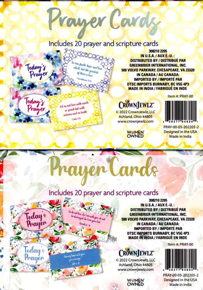 CrownJewlz Christian Floral Prayer Cards, 2 Assorted Sets (20 ct each) v4