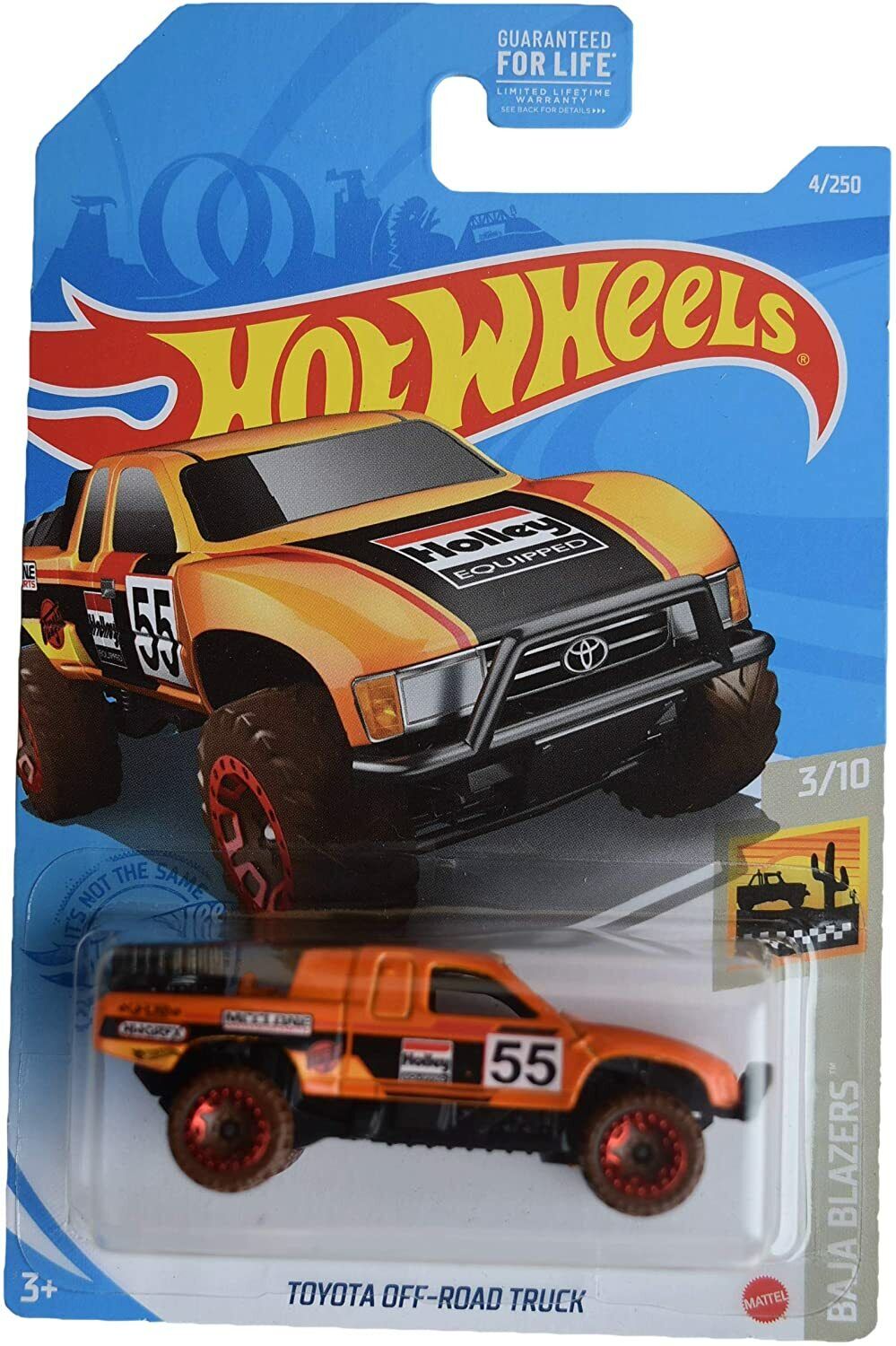 DieCast Hotwheels Toyota Off Road Truck, Baja Blazers 3/10 [Orange]