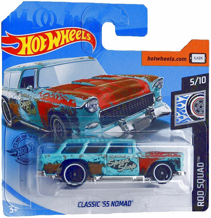 Hot Wheels Classic '55 Nomad 5/10, Blue [Short Card]