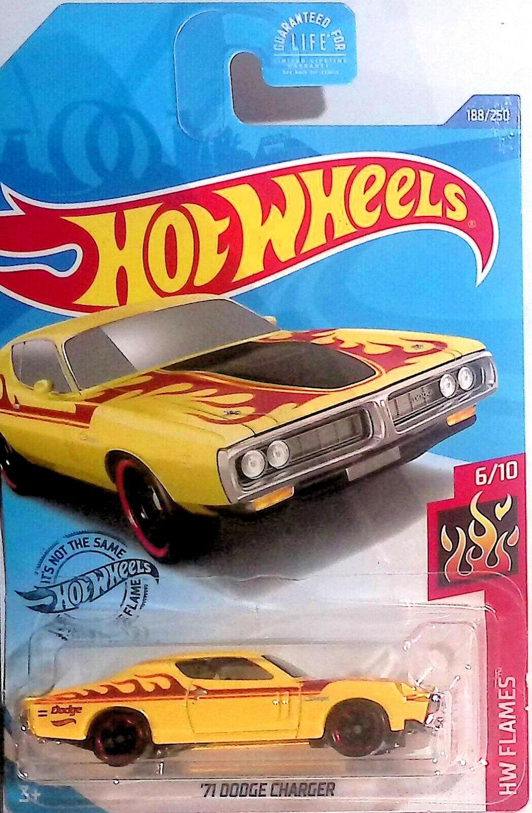 2020 Hot Wheels HW Flames 6/10 '71 Dodge Charger 188/250 Yellow New