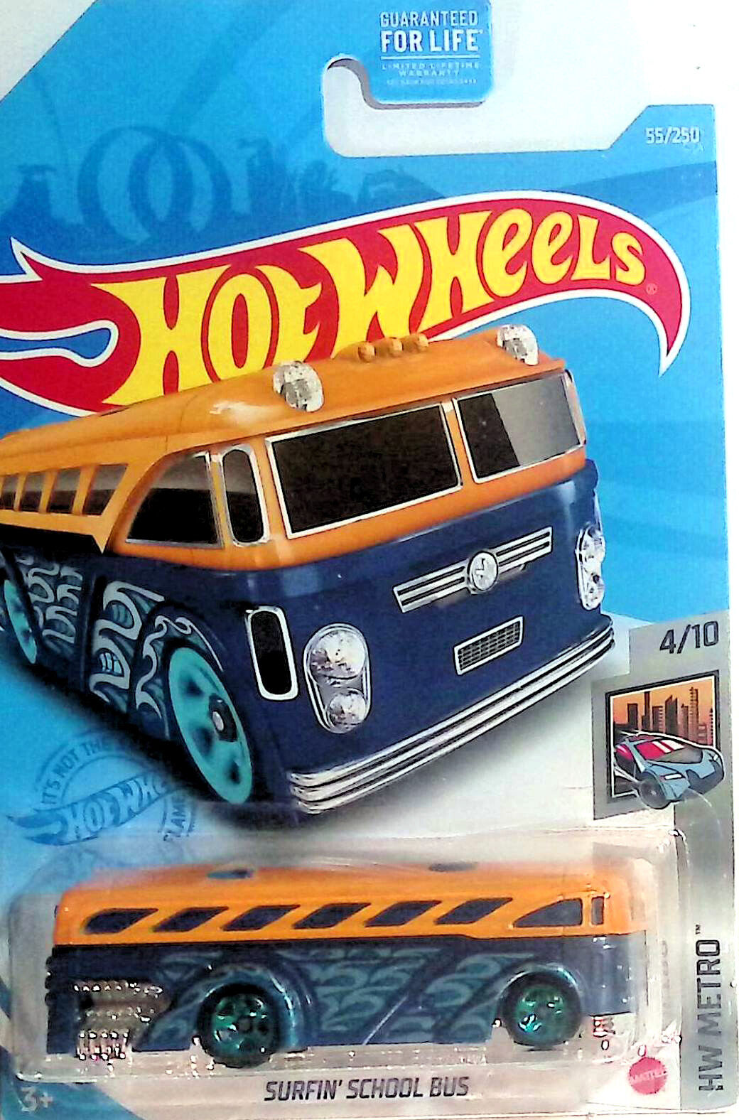 Hot Wheels Surfin' School Bus Blue #55 55/250 2021 HW Metro 4/10