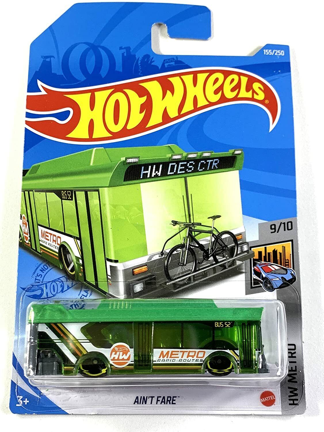 Hot Wheels, Ain't Fare Bus Green, HW Metro 9/10, 155/250