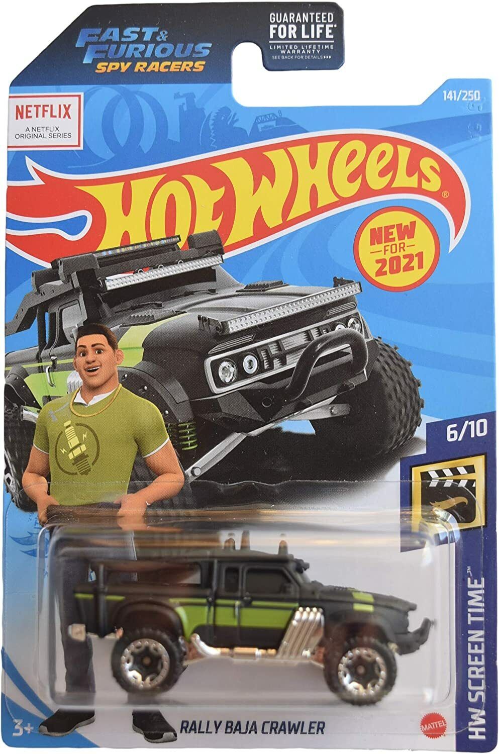 DieCast Hotwheels Rally Baja Crawler, Screen Time 6/10 [Black/Green] 141/250
