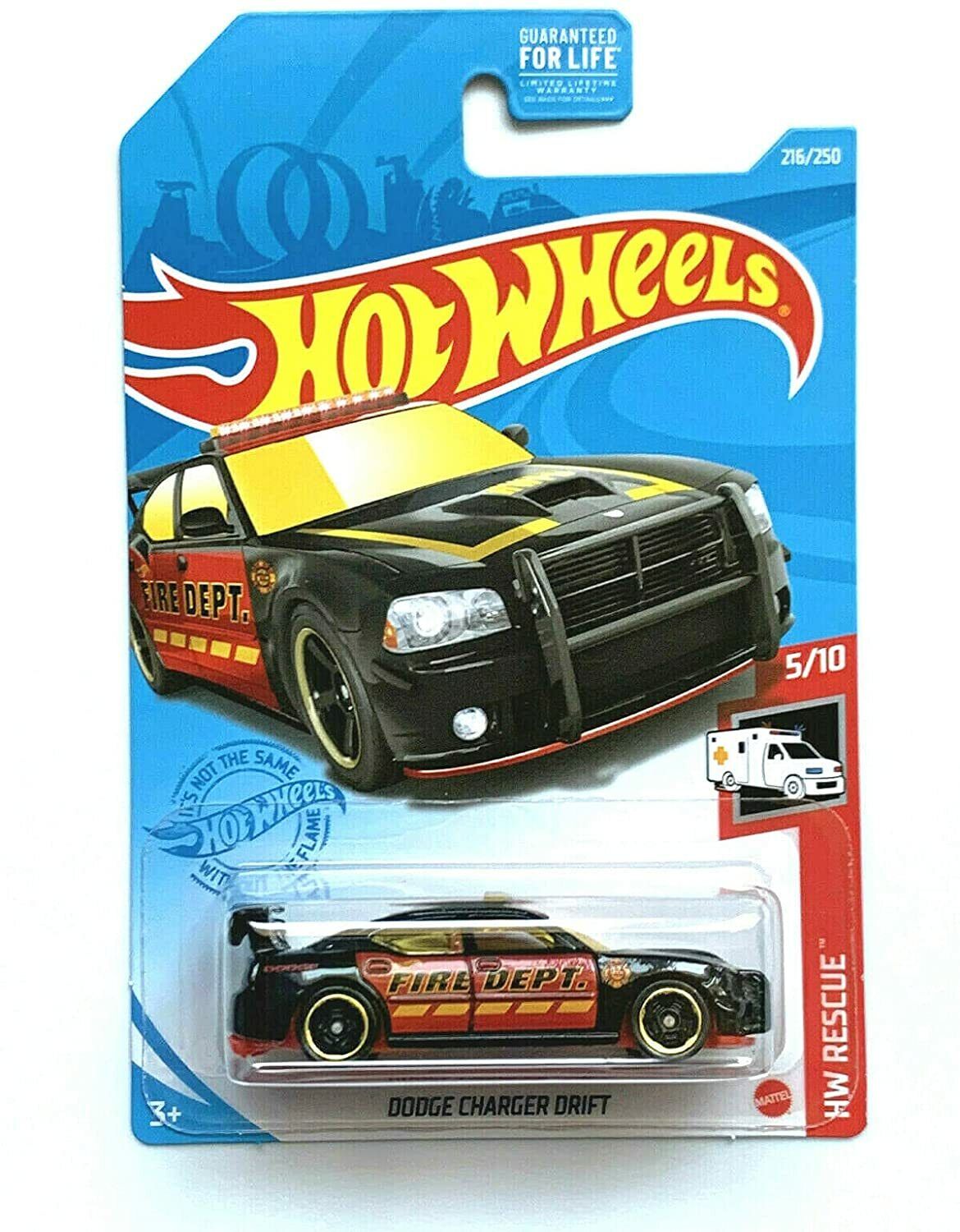 Hotwheels Dodge Charger Drift, HW Rescue 5/10 [Black/red] 216/250