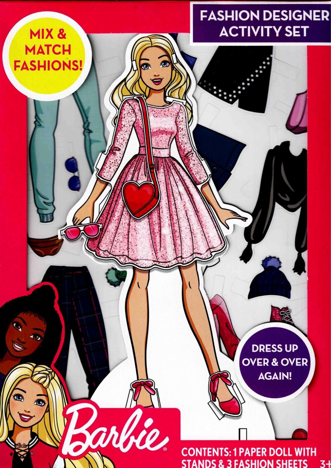 BARBIE PAPER DOLL Fashion Designer Activity SET Kit Mix Match DRESS UP New