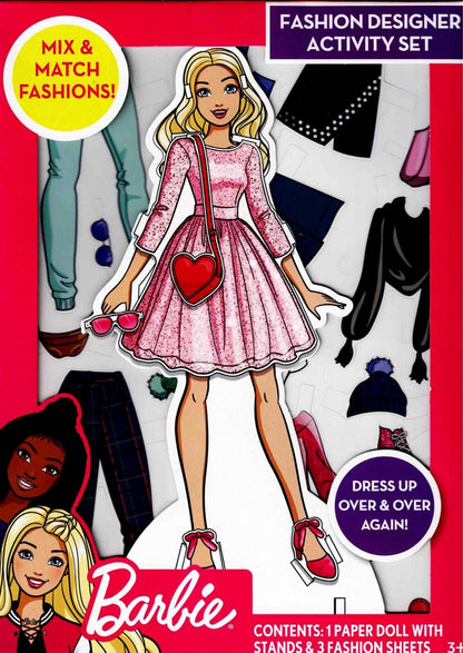 BARBIE PAPER DOLL Fashion Designer Activity SET Kit Mix Match DRESS UP New