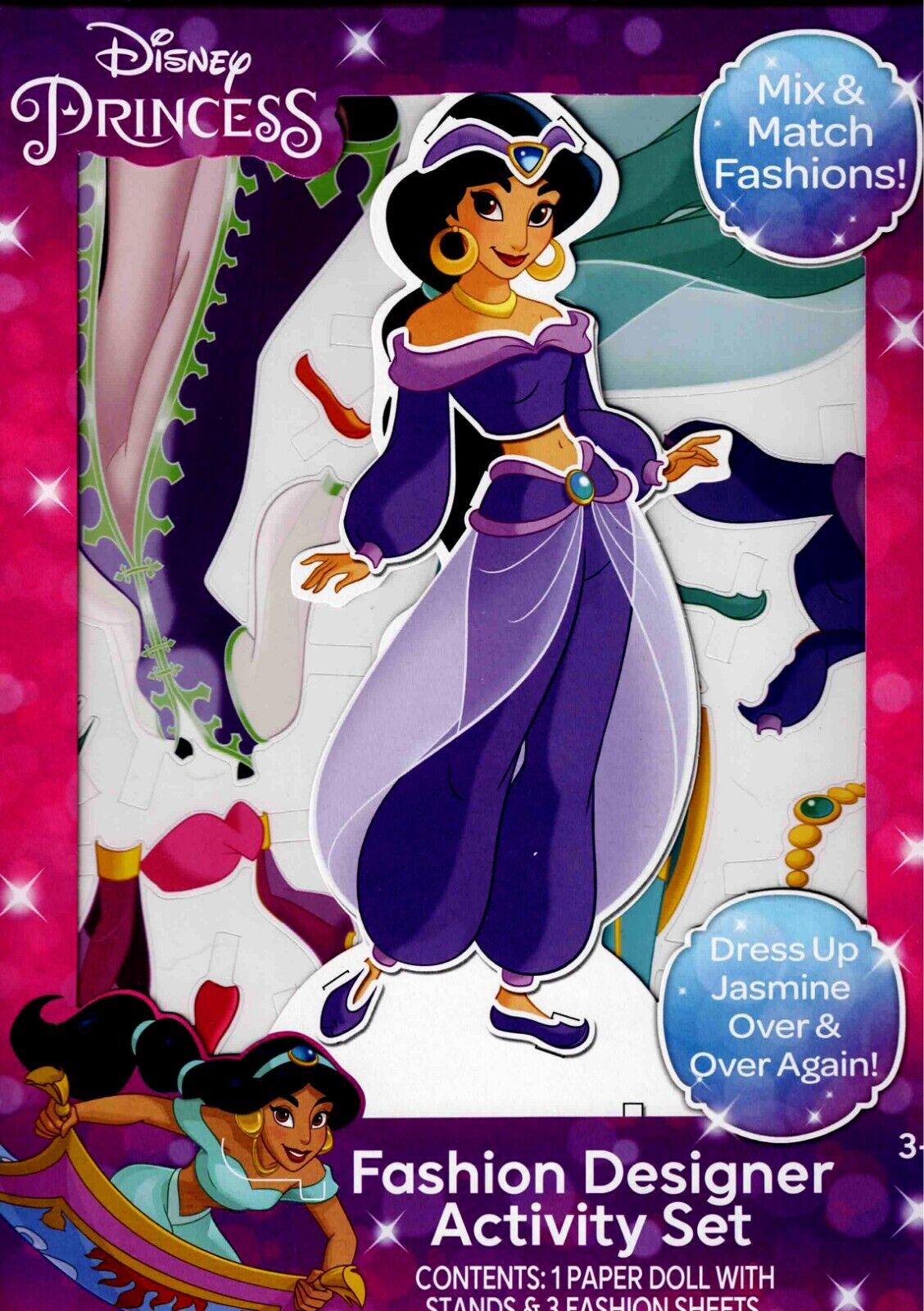 Disney Jasmine PRINCESS PAPER DOLL Fashion Designer Activity SET Kit Mix Match