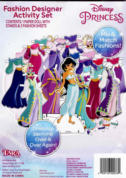 Disney Jasmine PRINCESS PAPER DOLL Fashion Designer Activity SET Kit Mix Match