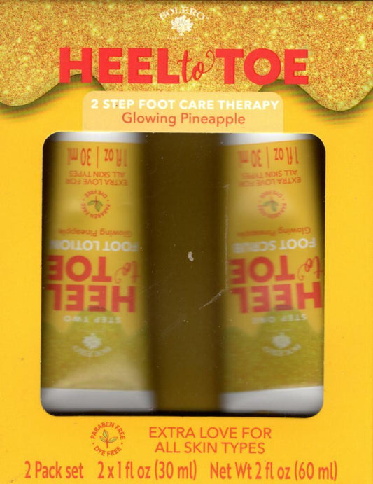 Heel to Toe 2 Step Foot Care Glowing + Pineapple 2 Pack Set Moisturize 2 x 1fl